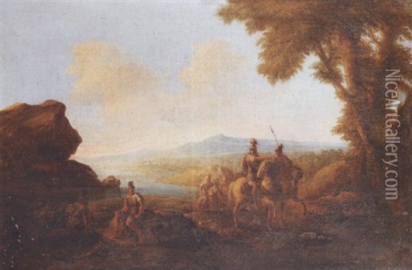 Deux Cavaliers Dans Un Paysage Ou Marius Dans Les Marais De Minturne Oil Painting - Ignace Jacques Parrocel