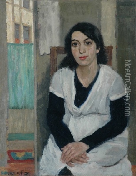 French Interior With A Young Woman Seated, Circa Oil Painting - Ethel Carrick Fox