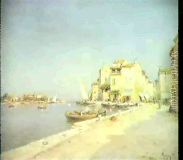 Belebter Quai In Martigues Oil Painting - Henri Malfroy-Savigny