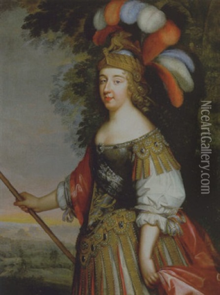 Portrait De La Grande Mademoiselle-anne Marie Louise D'orleans, Duchesse De Montpensier Oil Painting - Charles Beaubrun