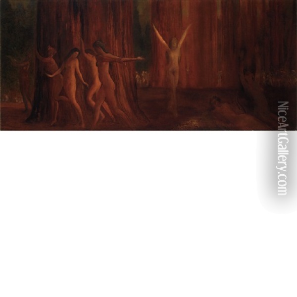 A Mighty Forest -- Maenads Oil Painting - Arthur B. Davies