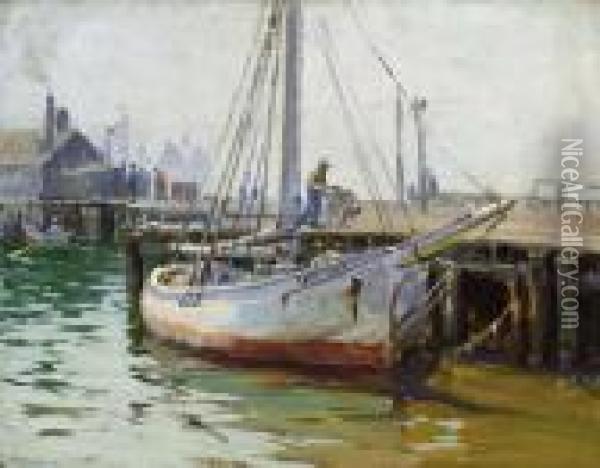 At Work On The Docks Oil Painting - Mabel May Woodward