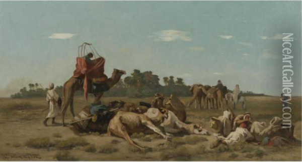 Camels Resting Oil Painting - Georges Washington
