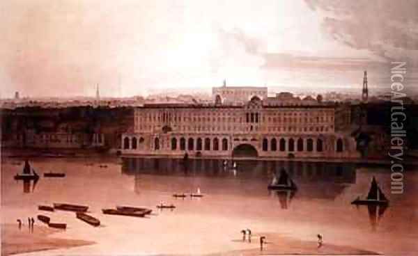 Somerset House before the Embankment Oil Painting - William Daniell RA