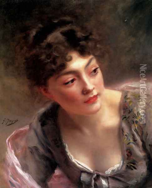 A Quick Glance Oil Painting - Gustave Jean Jacquet