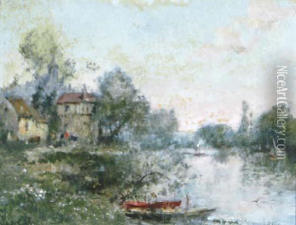 Bords De La Loire, Saint Florent Le Vieil; And A Companionpainting Oil Painting - Maurice Levis