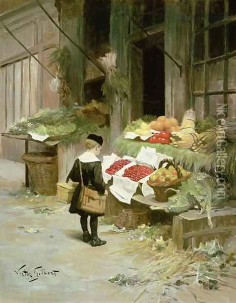 Little Boy at the Market Oil Painting - Victor-Gabriel Gilbert