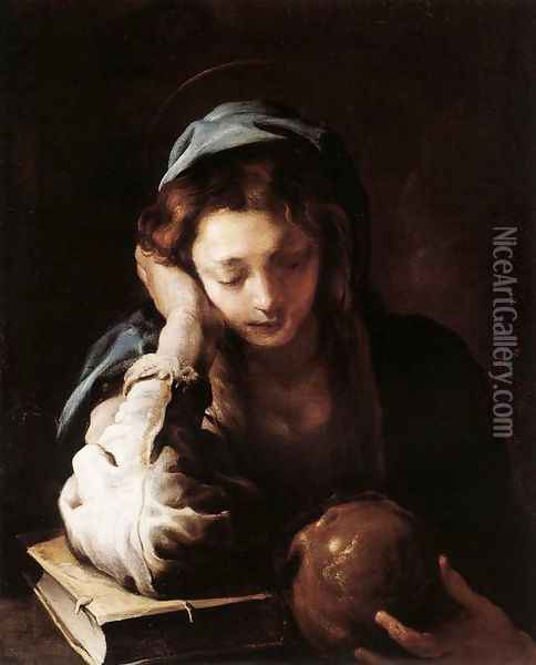 The Repentant St Mary Magdalene 1617-21 Oil Painting - Domenico Fetti