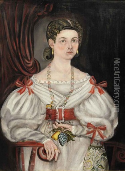 Portrait Of Eliza Ann Farrar Oil Painting - Asahel Lynde Powers