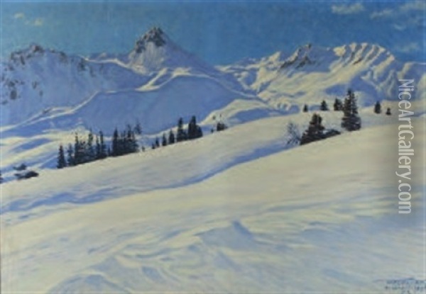 Verschneite Landschaft Im Hahnenmoos Oil Painting - Waldemar Theophil Fink