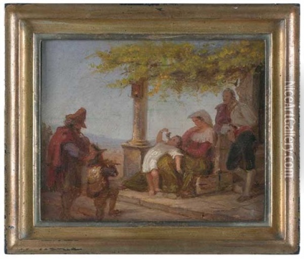 In Der Laube Oil Painting - Franz Ludwig Catel