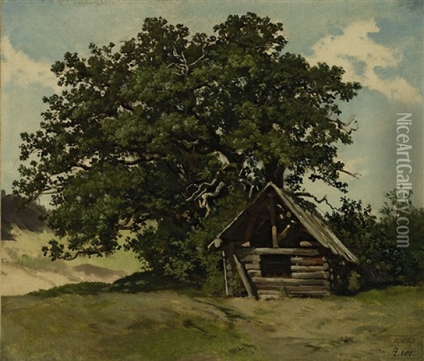 Holzhutte Unter Einem Baum Oil Painting - Adolf Heinrich Lier
