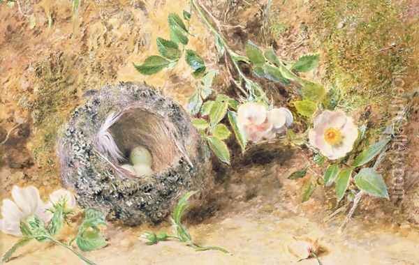 Still Life with Chaffinch Nest Oil Painting - William Henry Hunt
