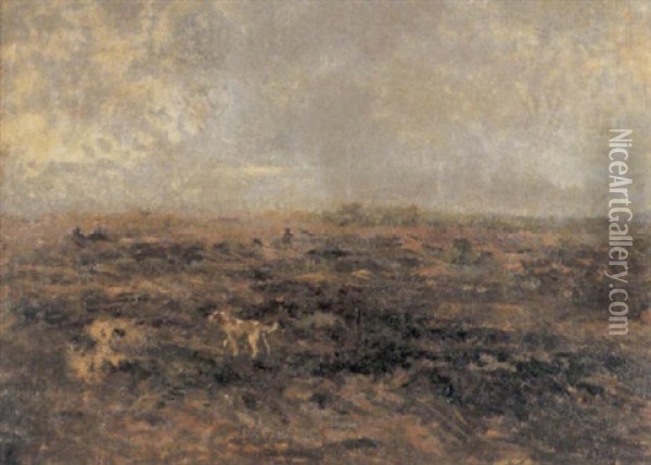 Heidelandschap Met Jachthond Oil Painting - Adriaan Josef Heymans