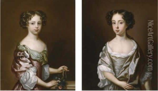 Portraits Of Anne Gulston; And Her Sister, Mary Gulston, The Daughters Of James Gulston Of Wyddial, Hertfordshire (pair) Oil Painting - Charles Beale