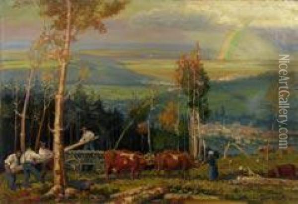 arc En Ciel En Auvergne Oil Painting - Maurice Busset