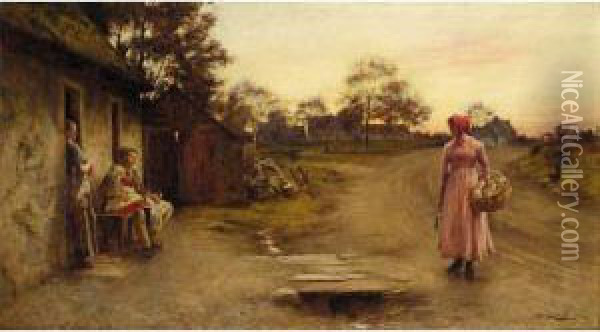 Returning From Market Oil Painting - Charles Martin Hardie