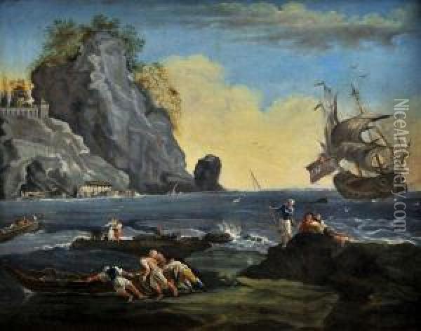 Na Morskom Pobrezi Oil Painting - Josef Rebell