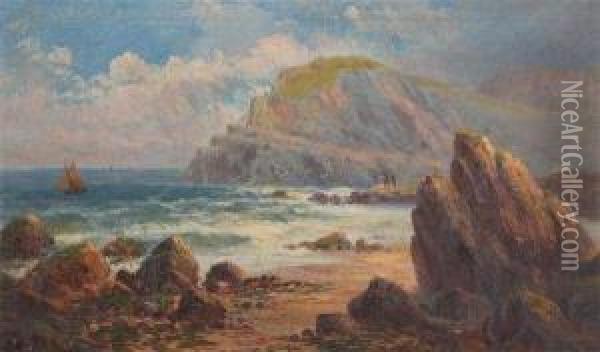 Sunset On The Cornish Coast; The Capstone Ilfracombe Oil Painting - Frank Hider
