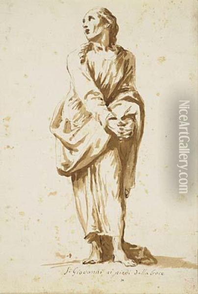 Saint John At The Crucifixion Of Christ Oil Painting - Pietro Antonio Novelli