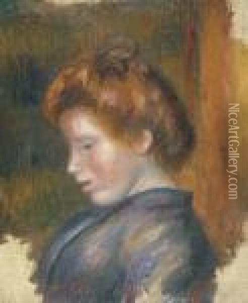 Tete De Jeune Femme Oil Painting - Pierre Auguste Renoir