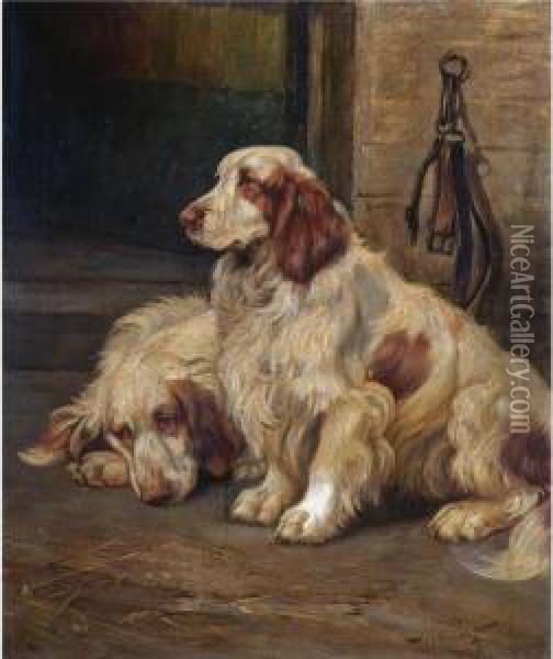 Two Setters Oil Painting - Wright Barker
