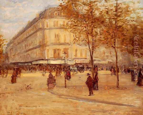 Place Du Theature Francais, Paris Oil Painting - Jean-Francois Raffaelli
