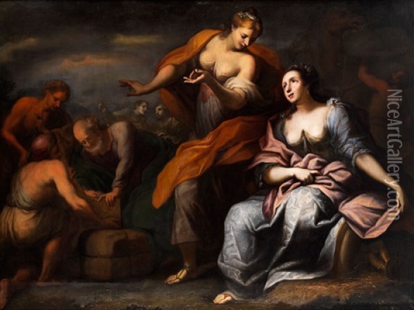 Rebecca Und Eliezer Am Brunnen Oil Painting - Giovanni Battista (lo Zoppo di Lugano) Discepoli