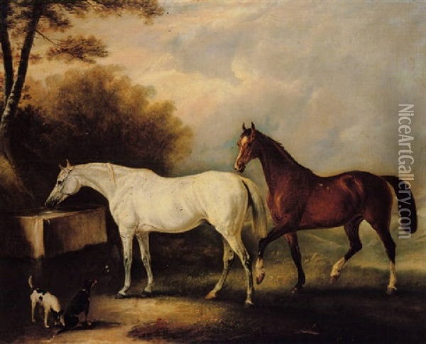 Sir John Thorold's Horses At Syston Oil Painting - John E. Ferneley