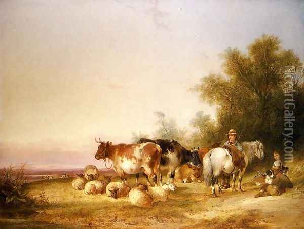 Herders Resting at Lunch Oil Painting - Snr William Shayer