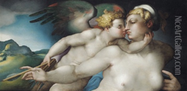Venere E Cupido: Venus Und Amor Oil Painting -  Pontormo