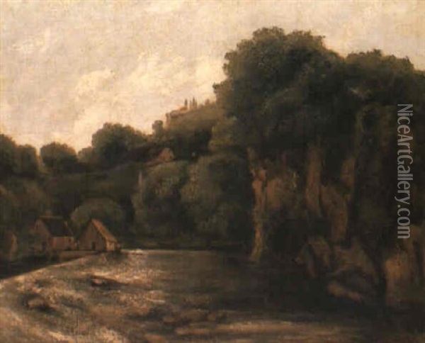 A Wooded River Gorge Oil Painting - Gustave Courbet