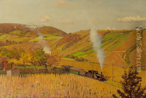 Zahnradbahn Auf Den Kahlenberg Oil Painting - Emanuel Baschny