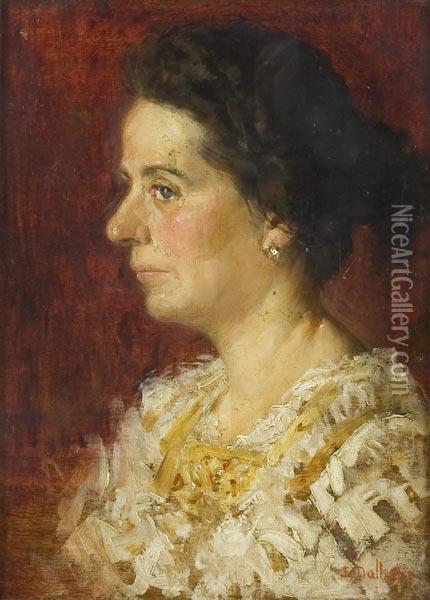 Ritratto Di Donna Di Profilo Oil Painting - Edoardo Dalbono