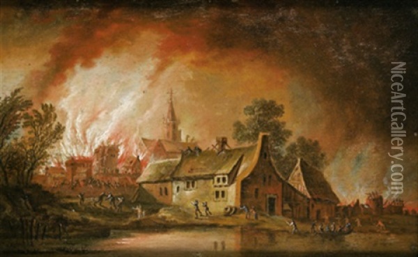 Nachtliche Feuersbrunst Oil Painting - Franz Edmund Weirotter