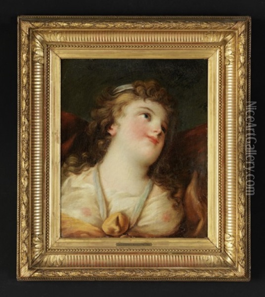 Brustbild Eines Madchens Mit Weisser Bluse Oil Painting - Jean-Frederic Schall