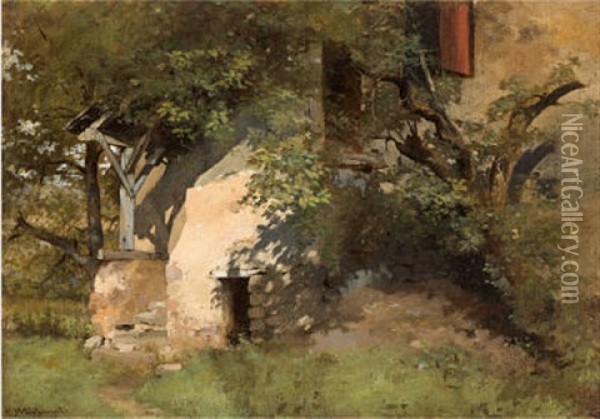 Landschaft Mit Baumen Und Haus Oil Painting - Victor Weishaupt