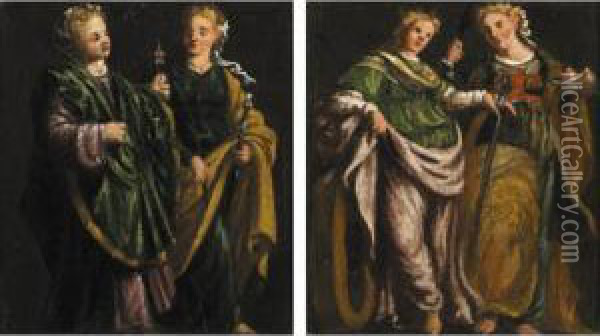 Quattro Sante Oil Painting - Pietro Della Vecchio