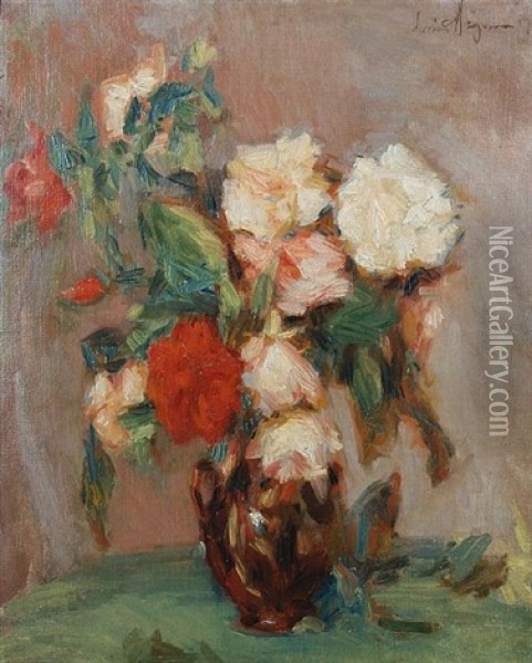 Still Life Of Flowers Oil Painting - Lucien Rene Mignon