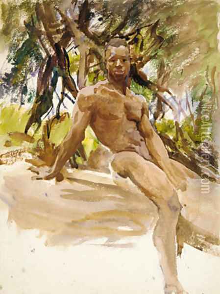 Man and Trees Florida 1917 Oil Painting - John Singer Sargent