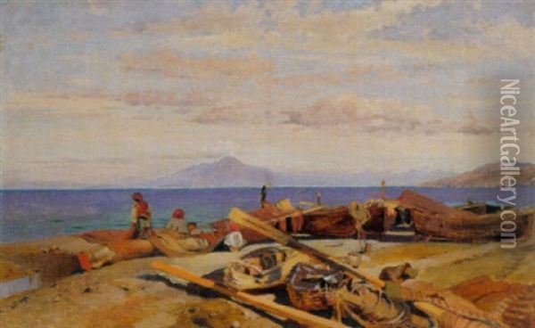 Fischerboote An Der Suditalienischen Kuste Oil Painting - Alexandre Calame
