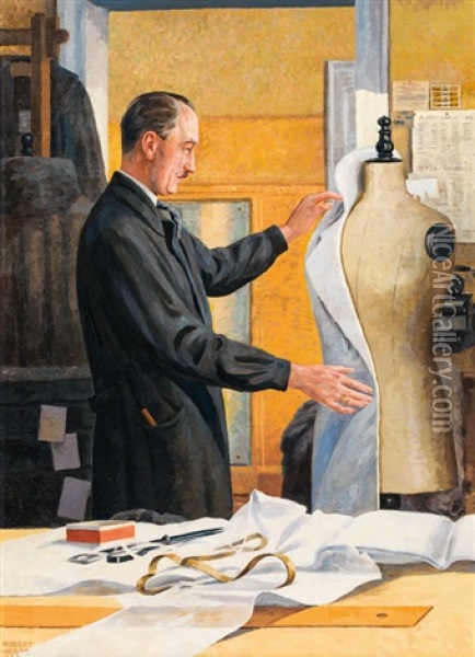 Men's Tailor Oil Painting - Robert Wosak