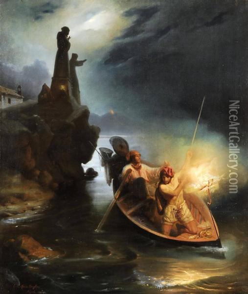 Pesca Notturna Oil Painting - Ettore De Maria-Bergler