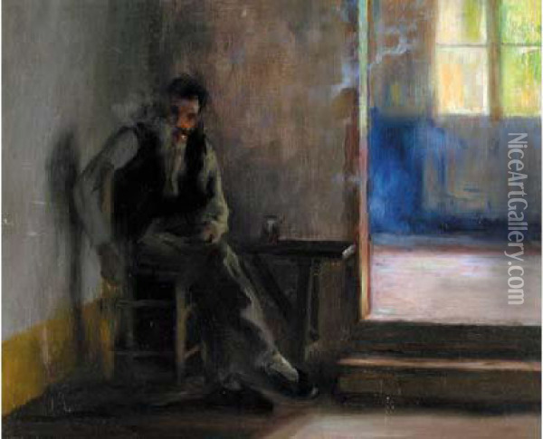 Fumeur Dans Un Interieur Oil Painting - Luis Graner Arrufi