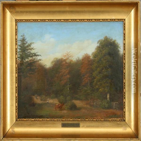 Forest Scenery Oil Painting - Peter Johann Raadsig