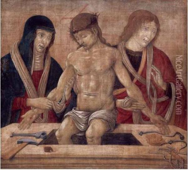 Cristo In Pieta Tra La Madonna E San Giovanni 1 Evangelista T Oil Painting - Gentile Bellini