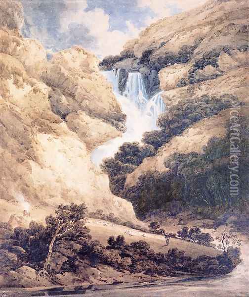 Ogwen Falls, North Wales Oil Painting - Thomas Girtin
