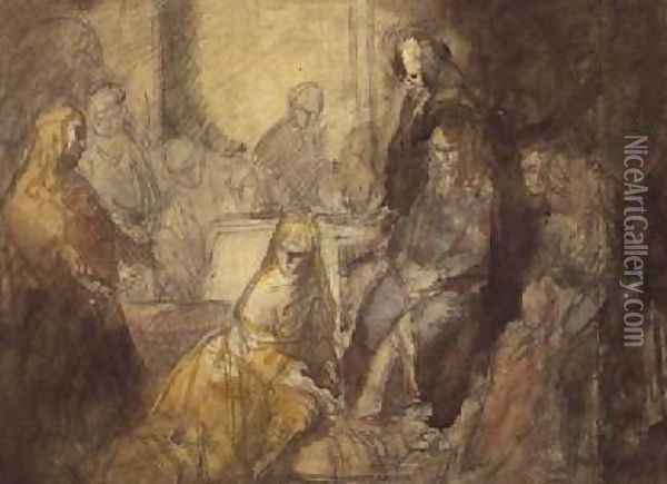 Mary Magdalene Annointing Christs Feet Oil Painting - Ambrose McEvoy