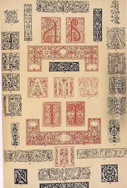 Specimens of Typographic Embellishments from 16th century Italy and France Oil Painting - Owen Jones
