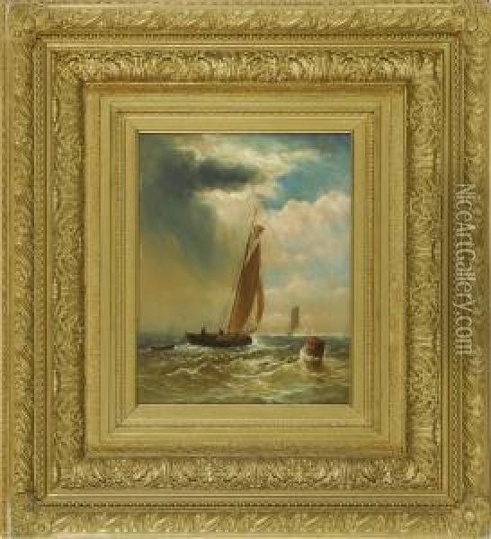 Small Sailing Vessel Off A Buoy Oil Painting - Charles Henry Gifford